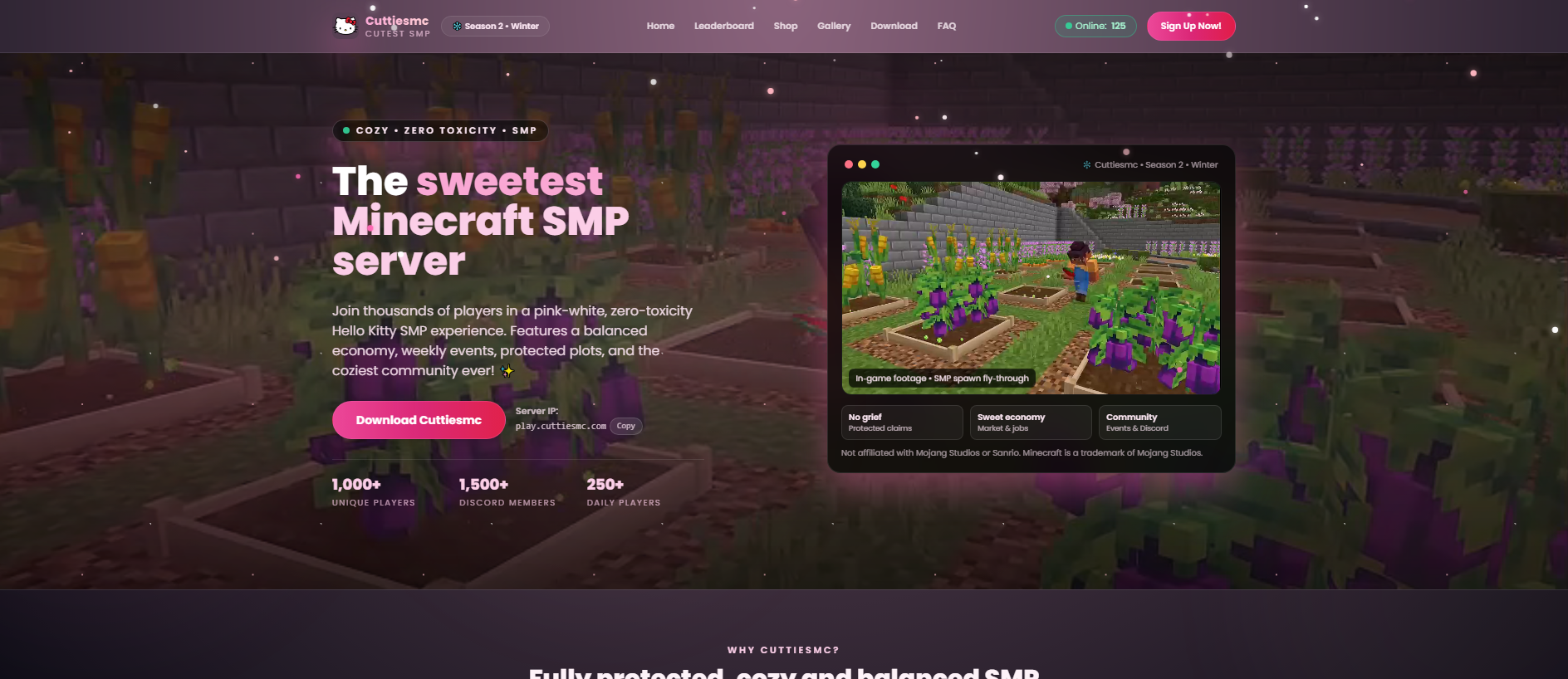 Forensic screenshot of cuttiesmc.com showing the phishing page layout