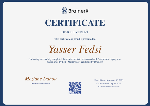 certificate Yasser Fedsi