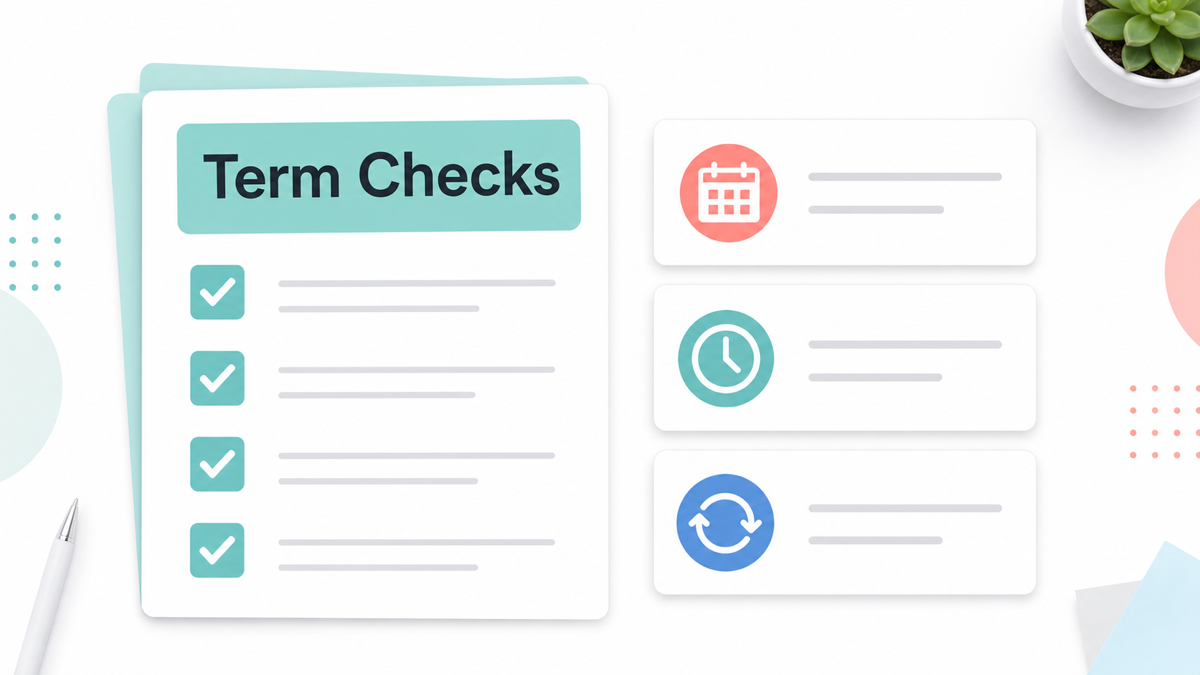 Term checks graphic for recurring affiliate program rules