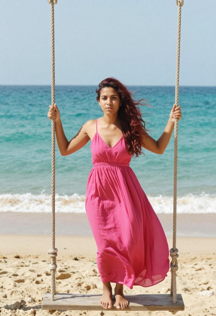 Fuchsia gauze maxi dress that packs into a pocket for beach travel
