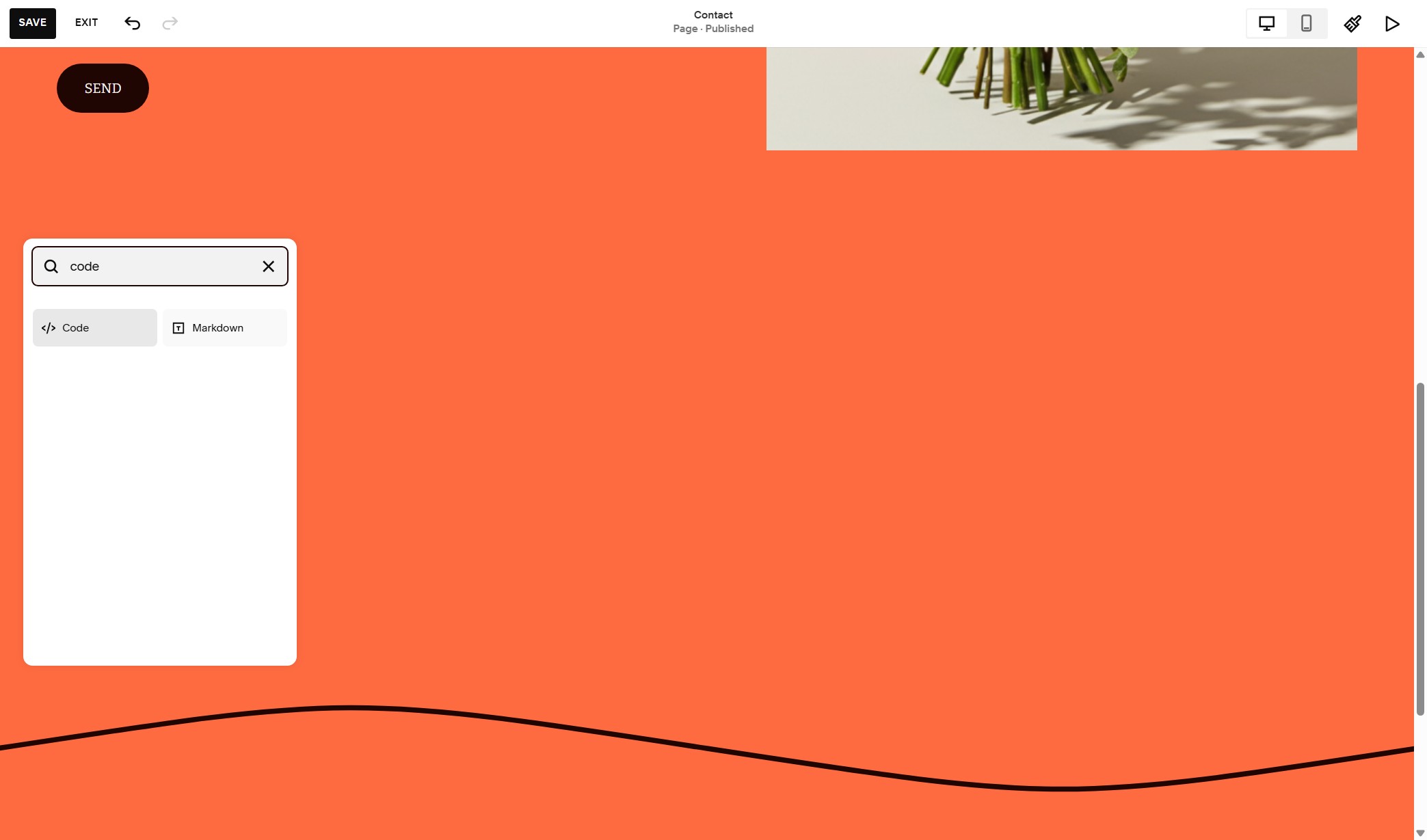 Add Section in Squarespace