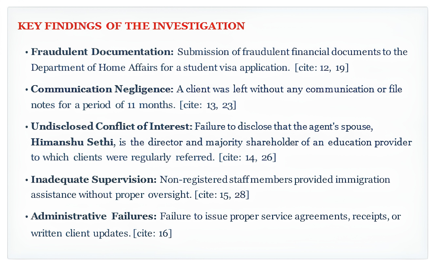 Migration Agent Suspended for Two Years Following Fraud and Multiple Conduct Failures