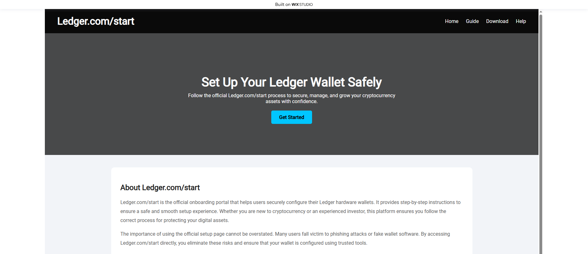 Screenshot of ledgrcom-started.wixstudio.com