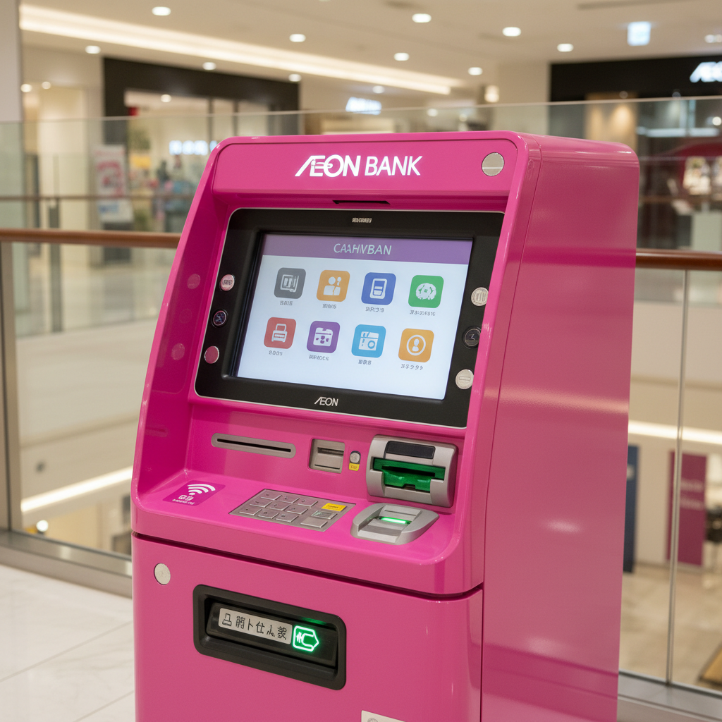 수수료 무료 혜택을 제공하는 일본 이온(AEON) 은행 ATM 기기 모습