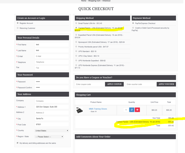 shipping added if shipping method clicked