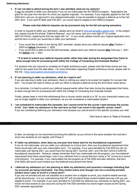 Fall 2020 Orientation Defer Admissions