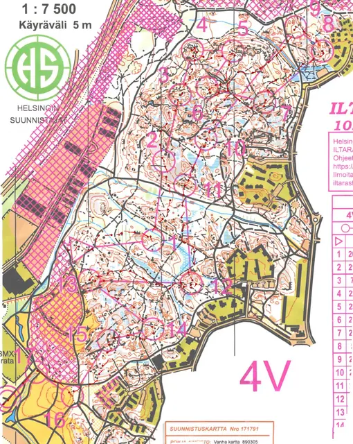 HS Iltarastit, Kivikko 10.4.2012. Rata 4 km vaikea.
Lunta vielä vähän maassa sieläl täällä. 12. rasti oli vähän väärässä paikassa.