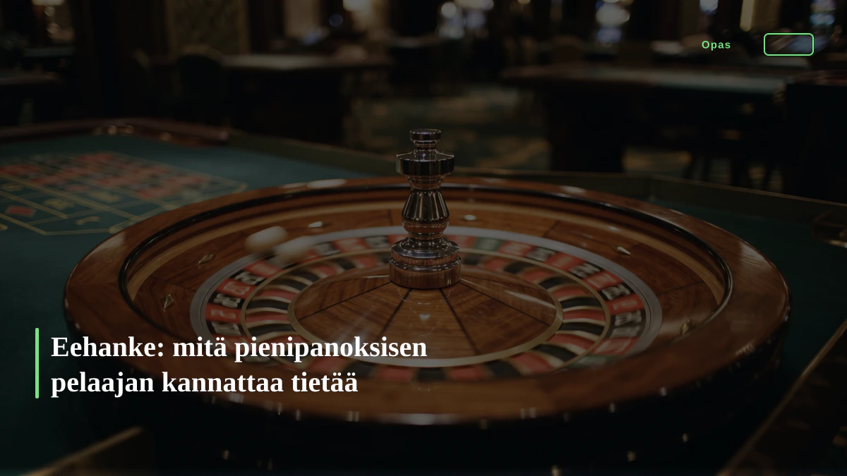 Eehanke: mitä pienipanoksisen pelaajan kannattaa tietää