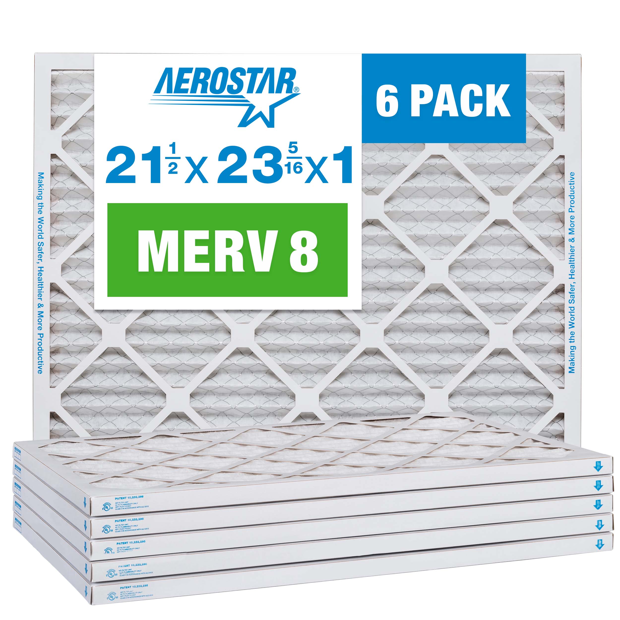Aerostar 21 1/2×23 5/16×1 MERV 8 Air Filter, 6 Pack (21 1/2″ x 23 5/16″ x 3/4″)