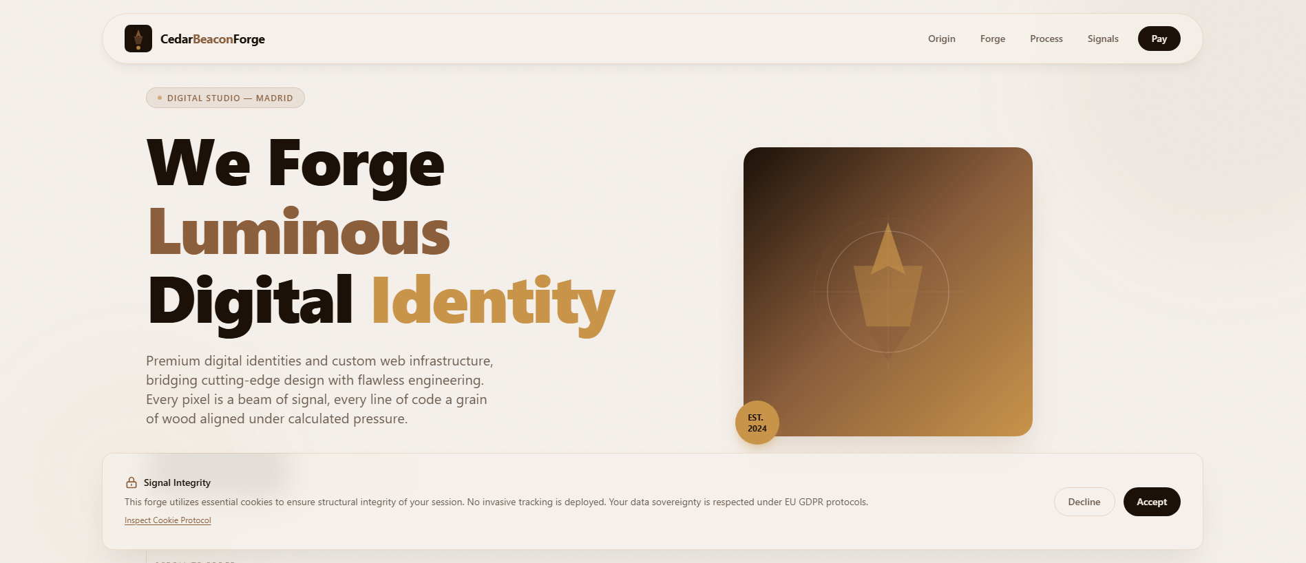 Forensic screenshot of cedarbeaconforge.com showing the phishing page layout