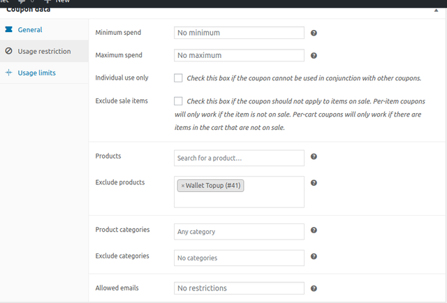 Edit coupon Woo Commerce Wallet Word Press