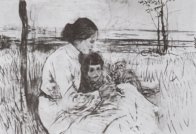 Дети художника Ольга и Антоша Серовы 1906