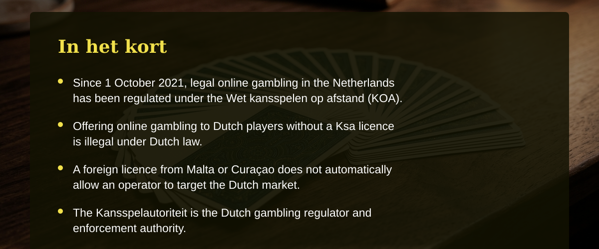 Toezicht en kaders bij een casino zonder nederlandse vergunning � In het kort