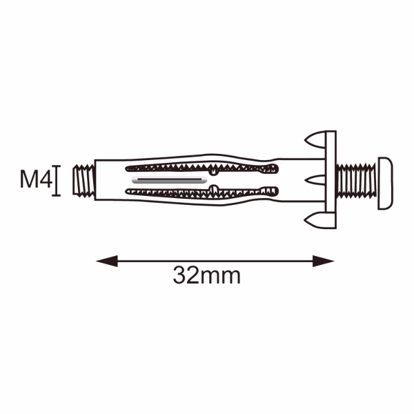 Lot de 10 chevilles pour plaque de plâtre 4 x 32 mm