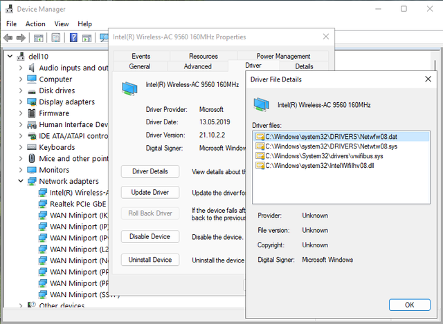 wifi Dell w10