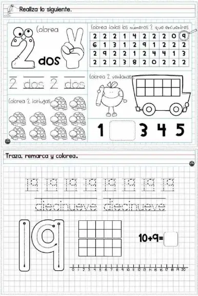 Cuaderno para aprender los números del 1 al 20