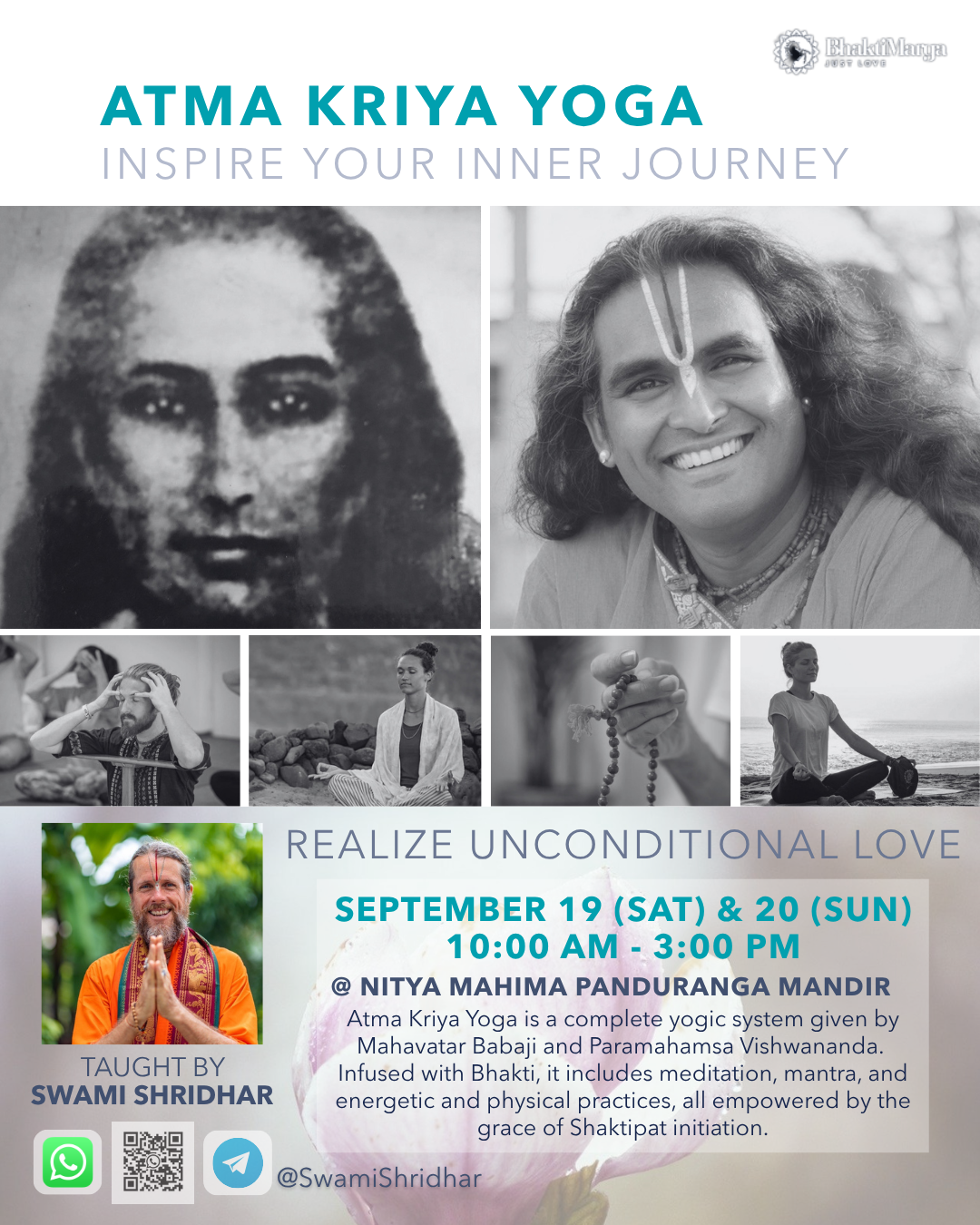 Atma Kriya Yoga 2 Day Course and Shaktipat Initiation with Swami Shridhar