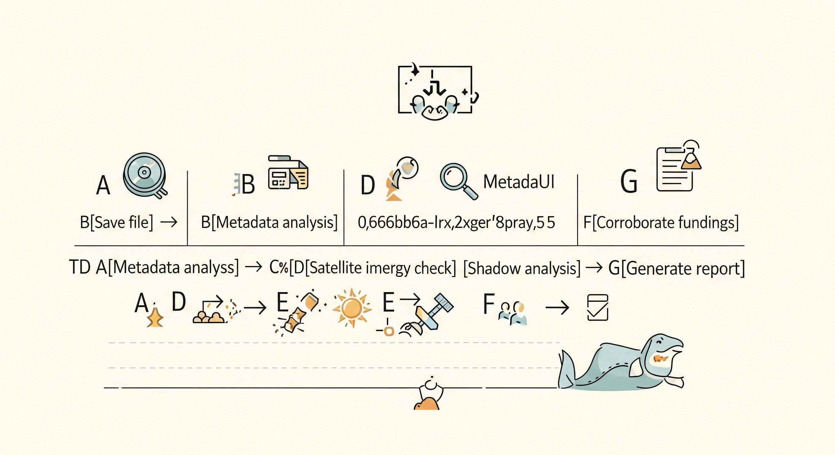Flowchart of OSINT geolocation verification workflow with seven key steps.