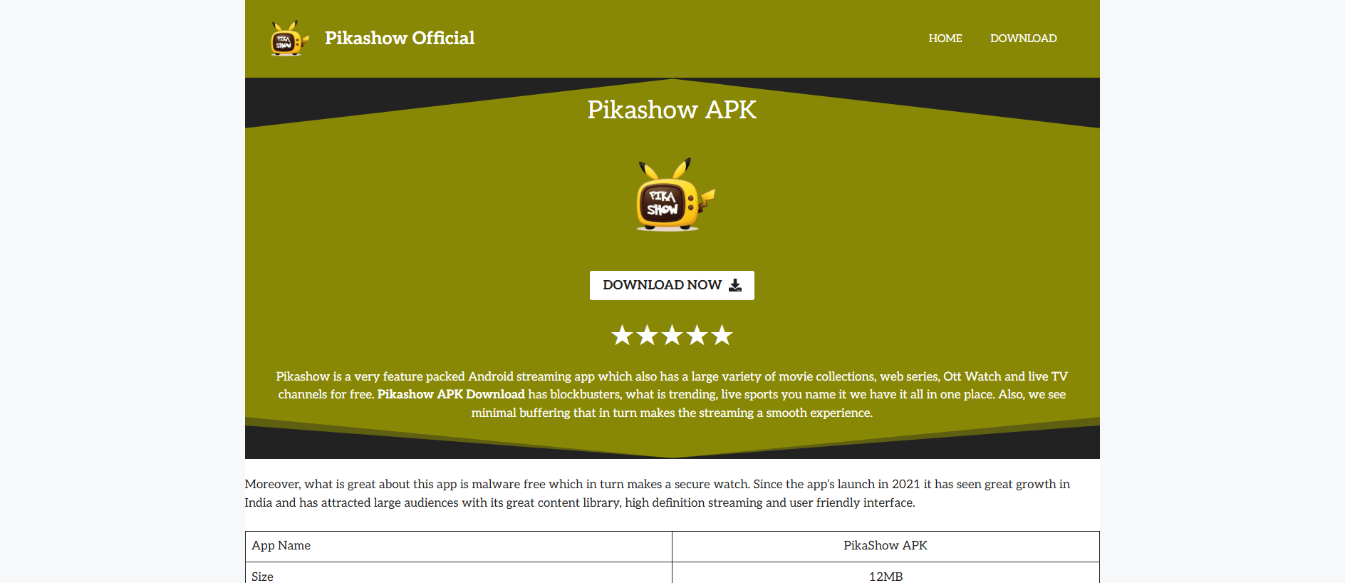 Stored capture of pikashowofficial.com.in
