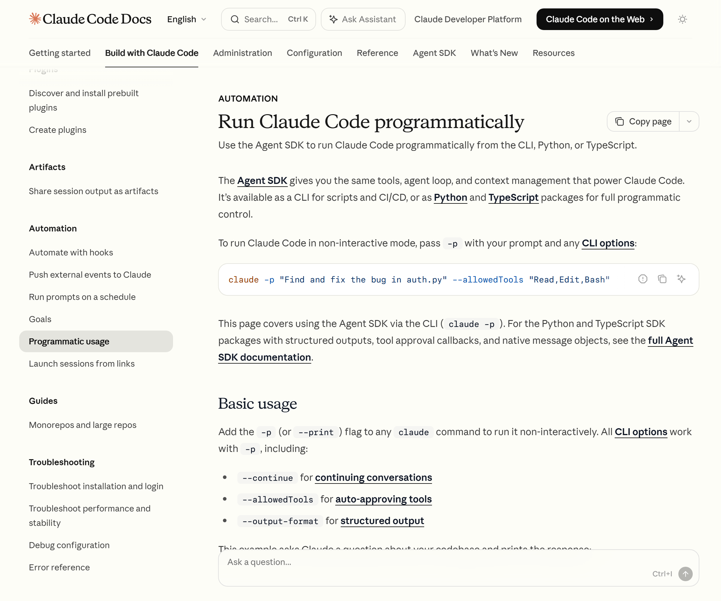 Claude Code official docs — Scheduled execution (schedule) page (Source: Claude Code official docs)