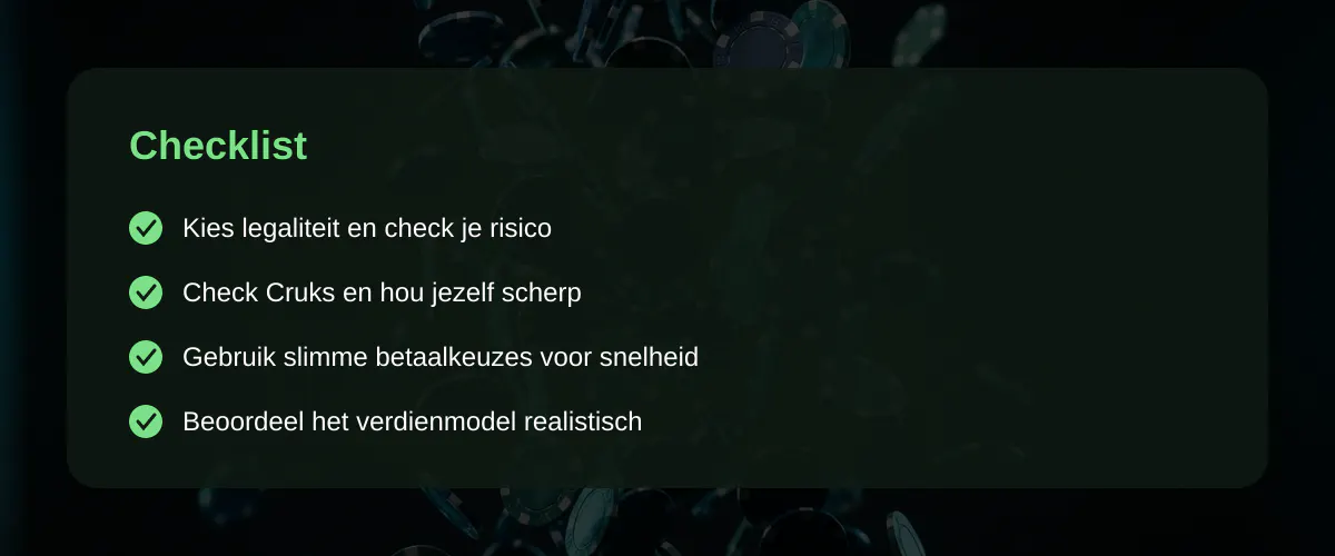 Verdien geld met casino: realistische kansen en regels op je telefoon — Checklist