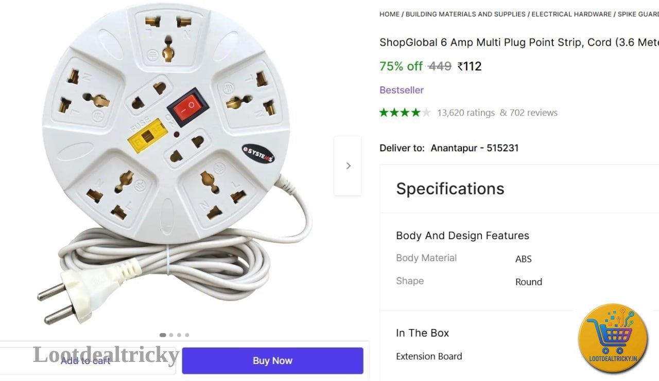7  Socket Extension – Just ₹112 | Loot Lo