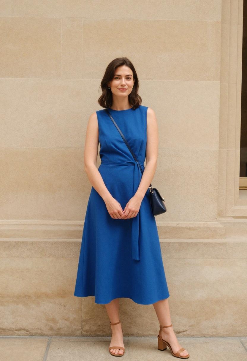 Electric violet wide-leg jumpsuit with gold belt for confident museum afternoon date