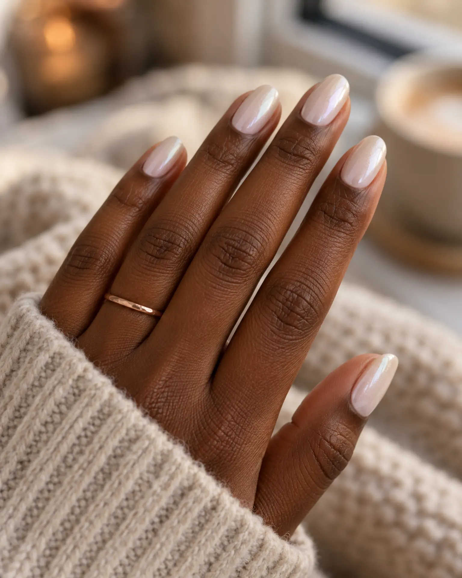 White Glazed Pearl Veil manicure inspiration for white nail ideas