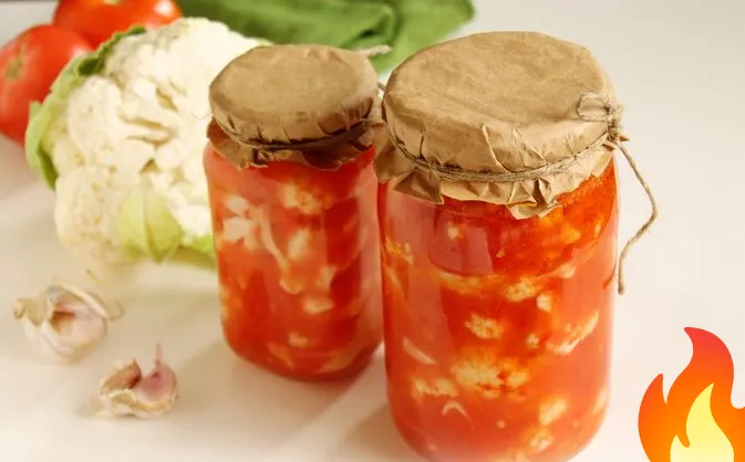 Постер Маринованная цветная капуста в томатном соусе (на зиму)