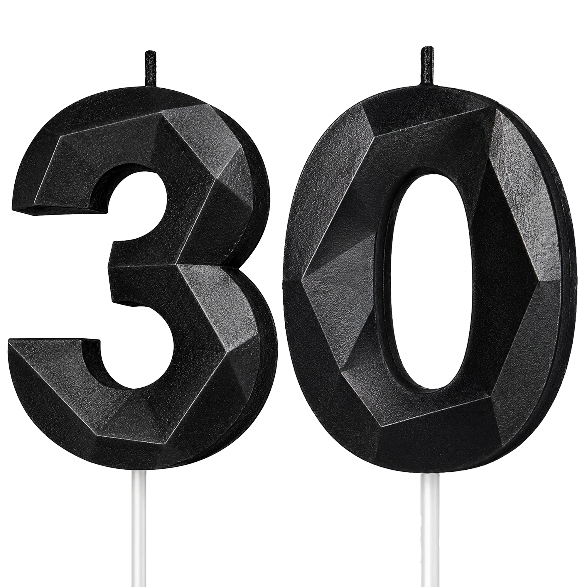 Black Number 30 Birthday Candle