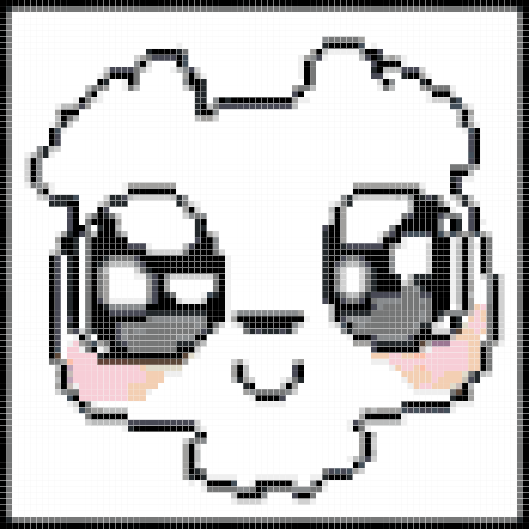 Cute Big‑Eyed White Cat Face Pixel Art Perler Bead