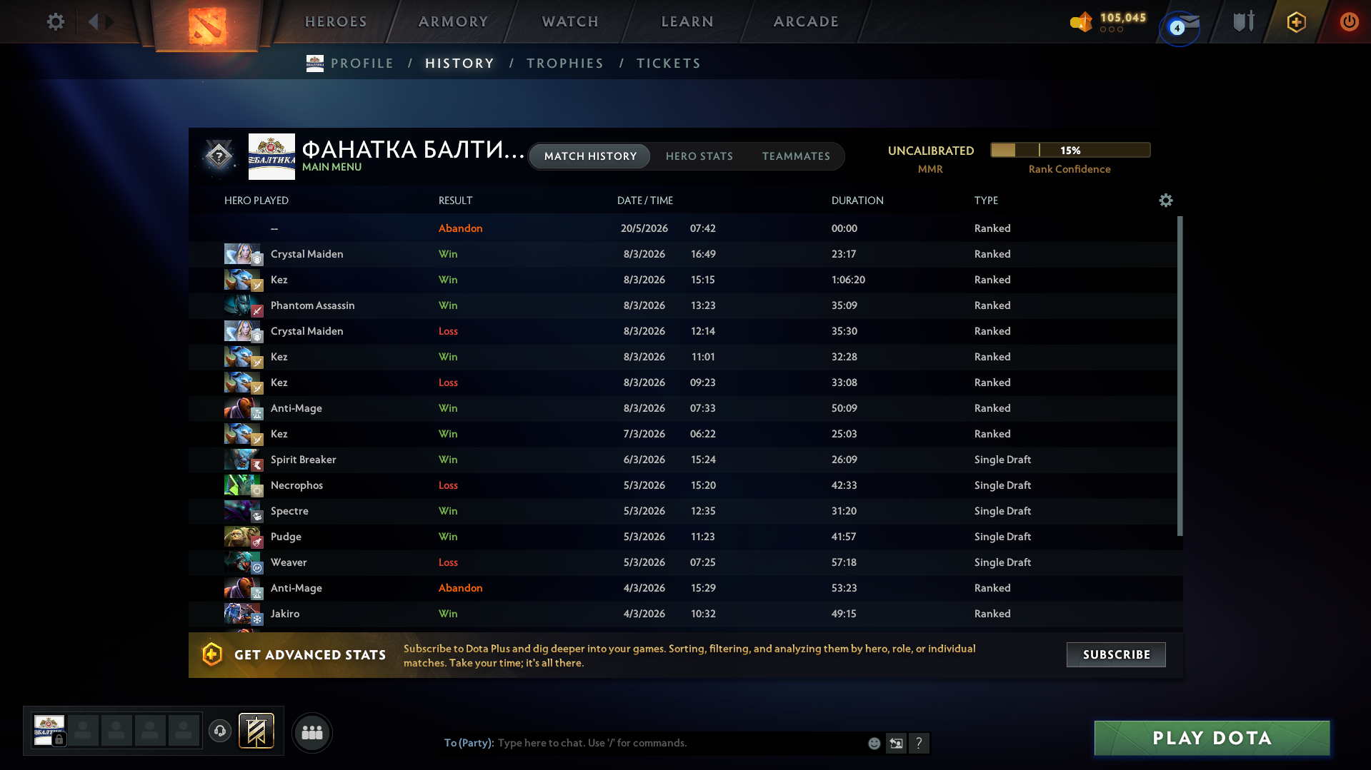 Dota 2 Account  MMR