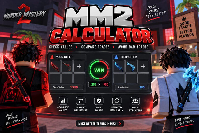 MM2 Calculator for Murder Mystery 2 trade values and Win Fair Loss results