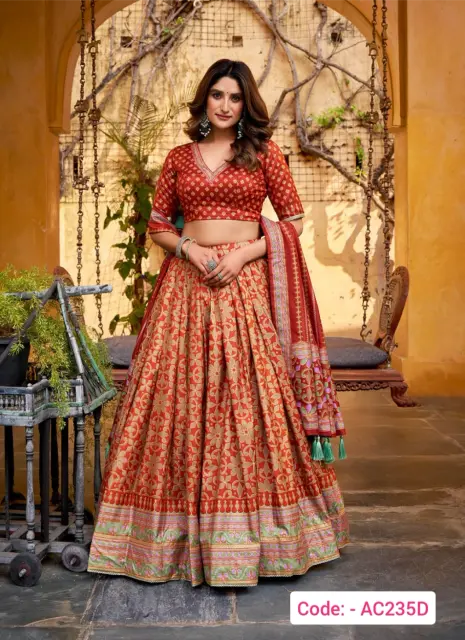 Red color silk lehenga choli