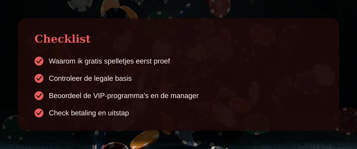 Gratis casino spelletjes met oog voor legale kaders en service — Checklist