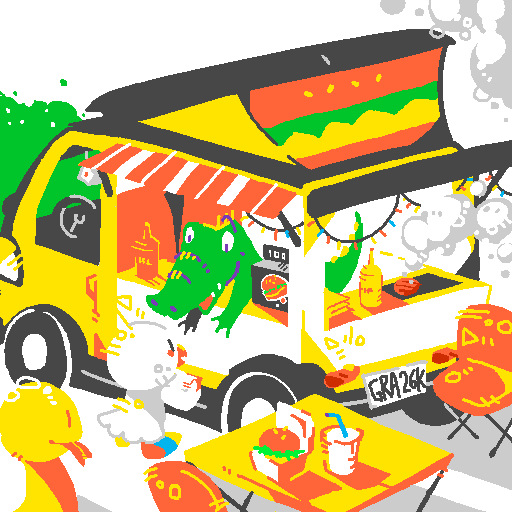 Drawing of burger truck.