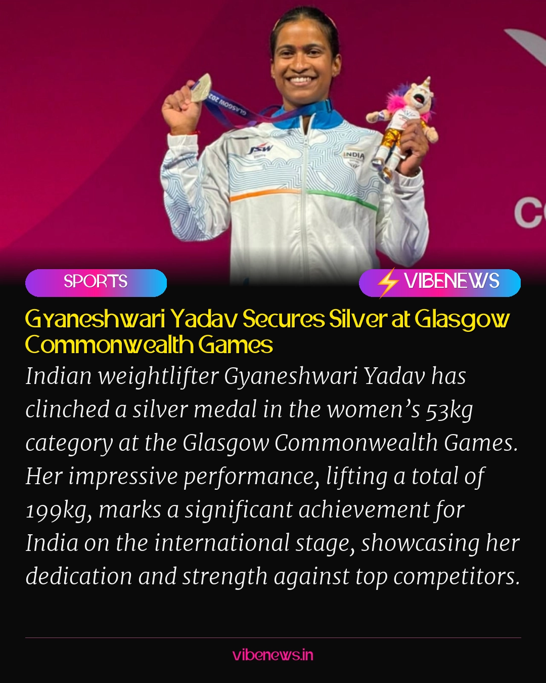 Gyaneshwari Yadav Secures Silver at Glasgow Commonwealth Games