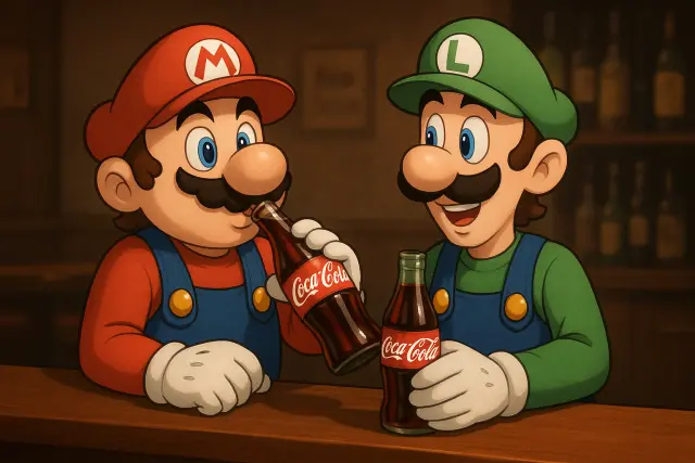 002 Mário e Luigi bebendo Coca Cola.webp