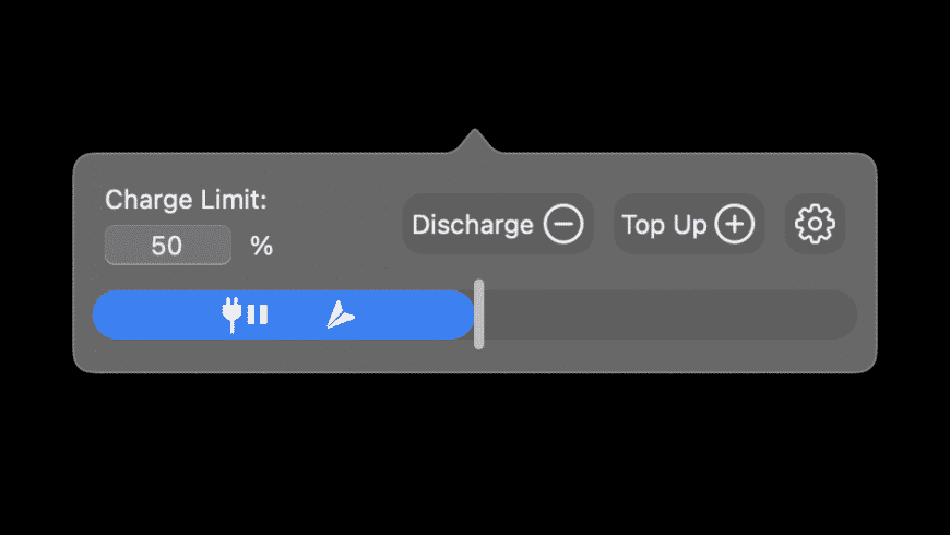 AlDente Mac — menu bar slider setting a MacBook charge limit