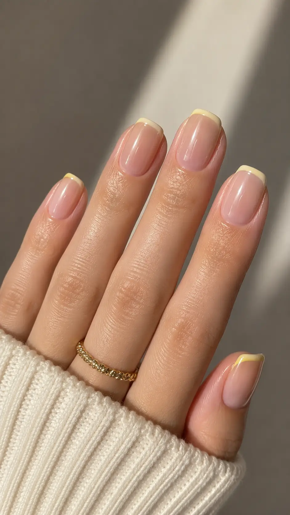 Butter Yellow Micro French Tip Nails
