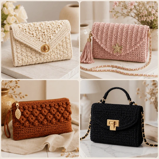 Mosaico de carteras de crochet