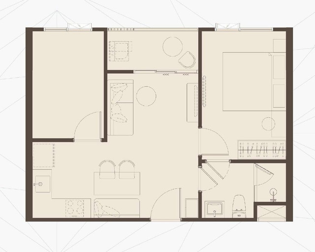 The Kuartz Karon floor plan 1 Bedroom Plus, 45.0–47.8 m²