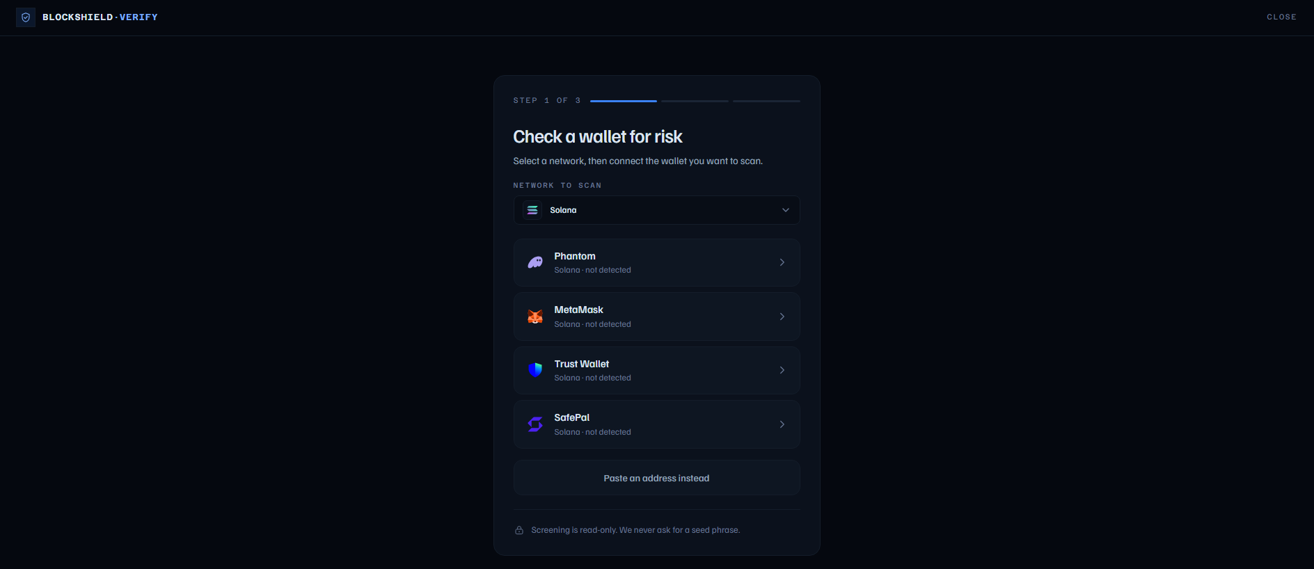 Stored capture of blockshieldwallet.com