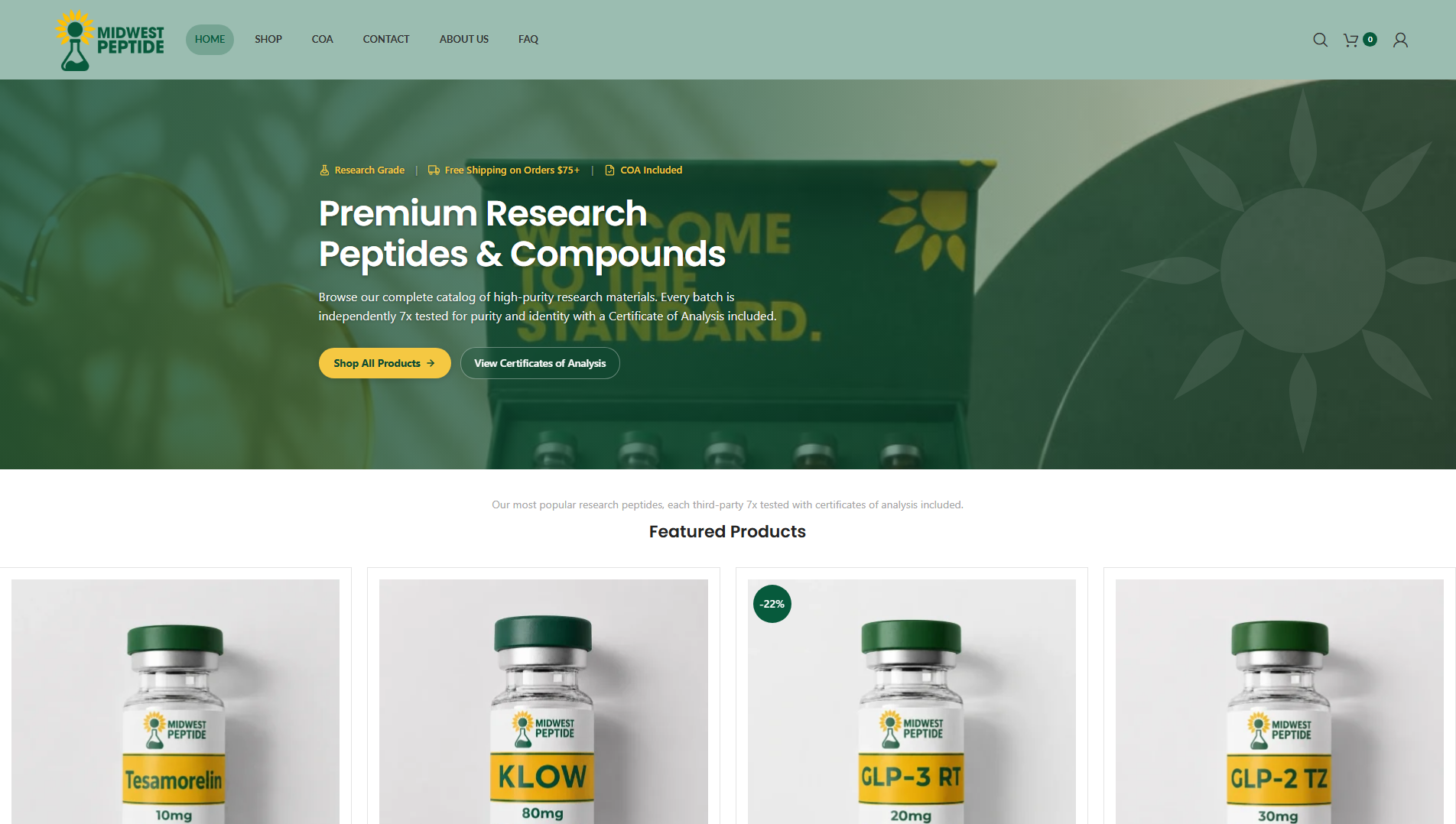 Screenshot von midwest-peptide.com