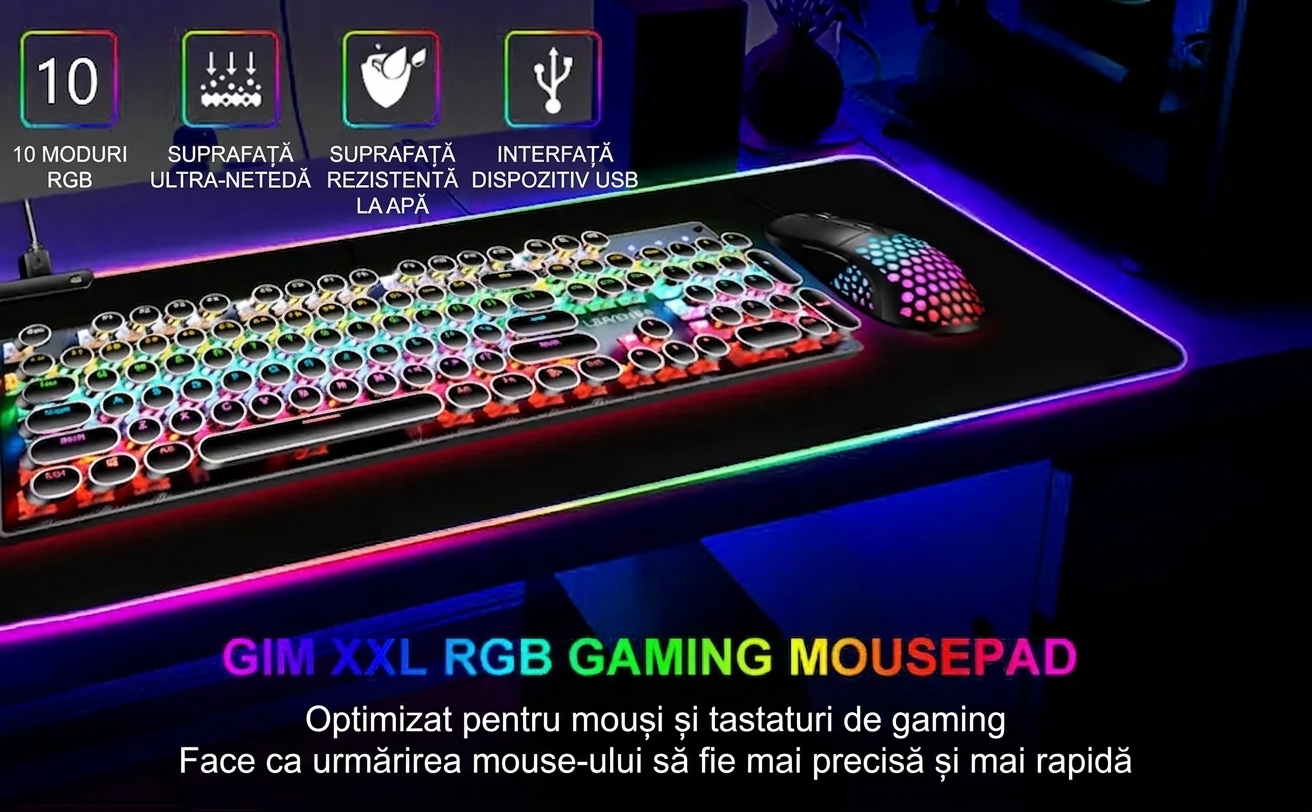 Mousepad Gaming RGB XPQKDC Iluminat LED