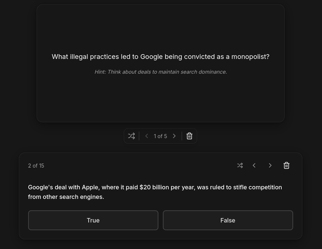 Quiz and flashcard widgets