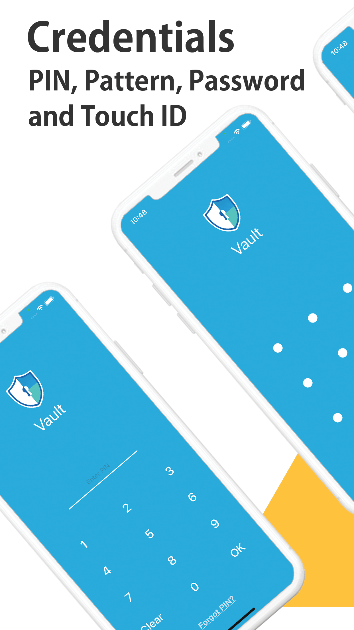 Folder Lock iPhone PIN and password protected vault credentials screen