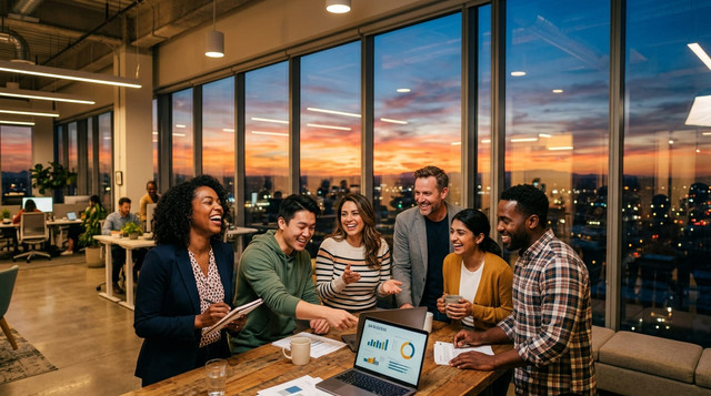 Equipe feliz com plano de saúde empresarial SulAmérica