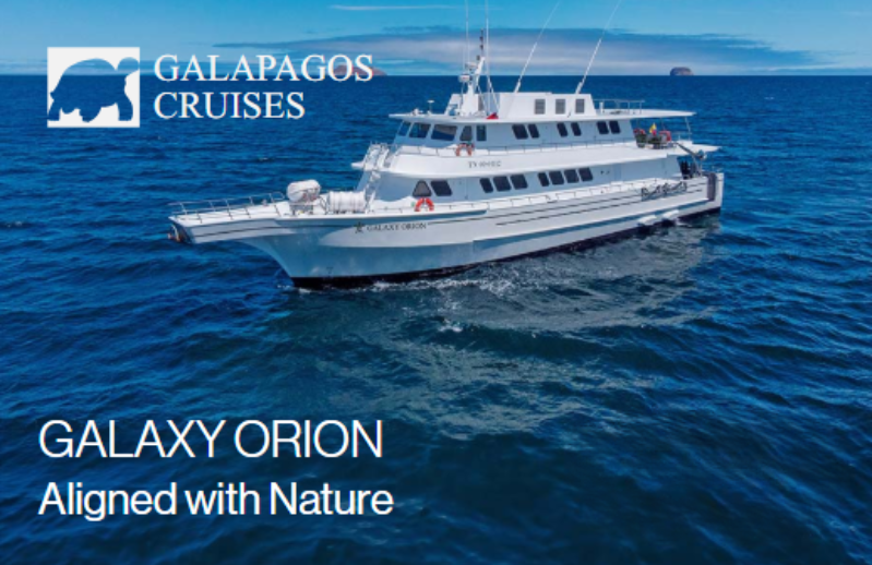 Galaxy Orion cruise ship sailing in Galapagos waters with recently renovated interiors