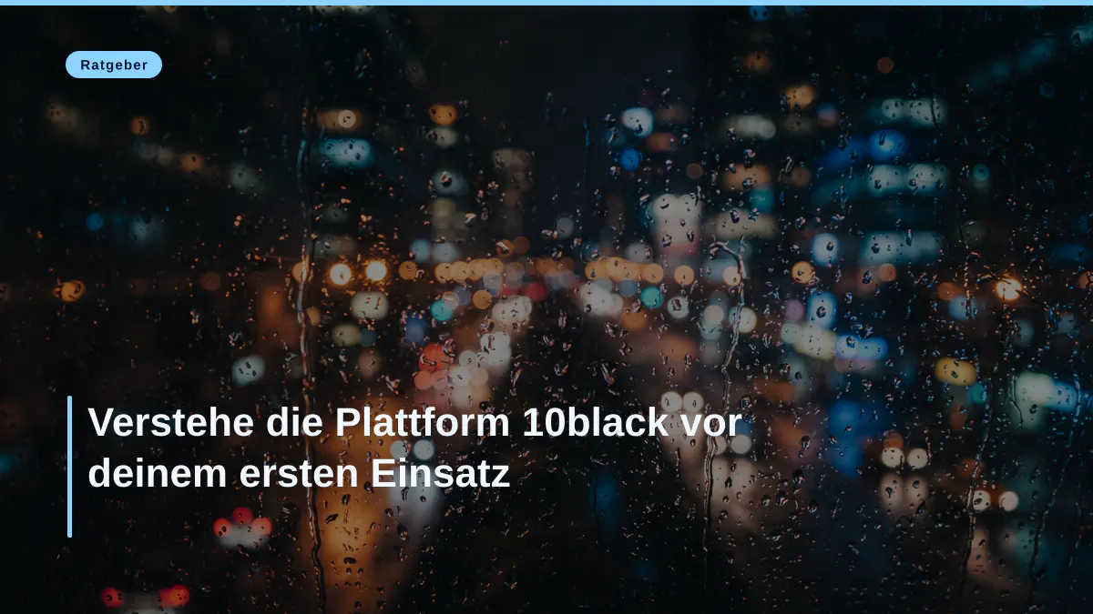 Verstehe die Plattform 10black vor deinem ersten Einsatz